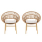 Cyril Outdoor Wicker Papasan Style Dining Chair with Teak Finished Legs - Set of 2