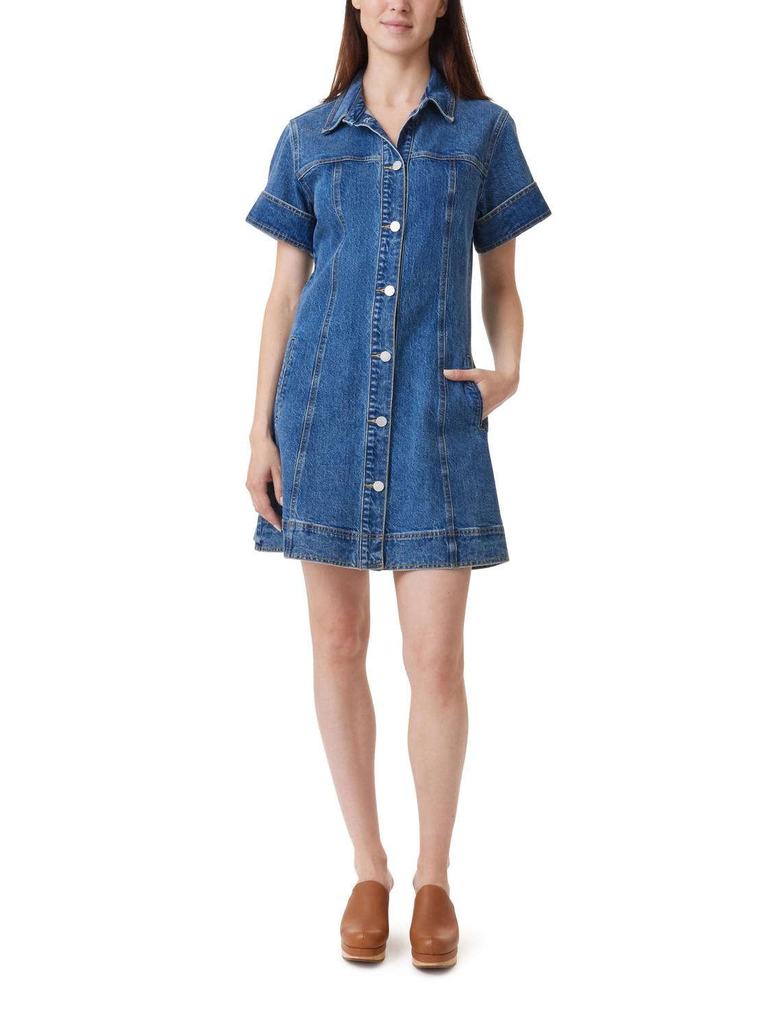 Habitual - Short Sleeve Denim Shift Dress