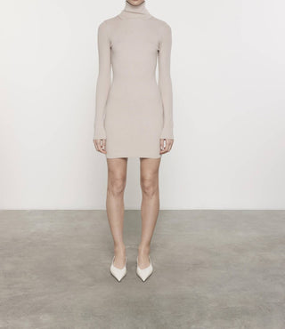Enza Costa - SILK SWEATER RIB TURTLENECK MINI DRESS
