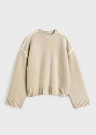 Toteme - Embroidered Wool Cashmere Knit Sweater