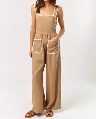 Lalavon - Laid-Back Charm Lace Trim Jumpsuit