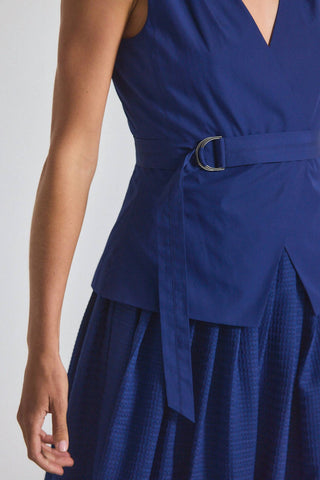 Derek Lam 10 Crosby - Annika Mixed Media Mini Grid Georgette Midi Dress