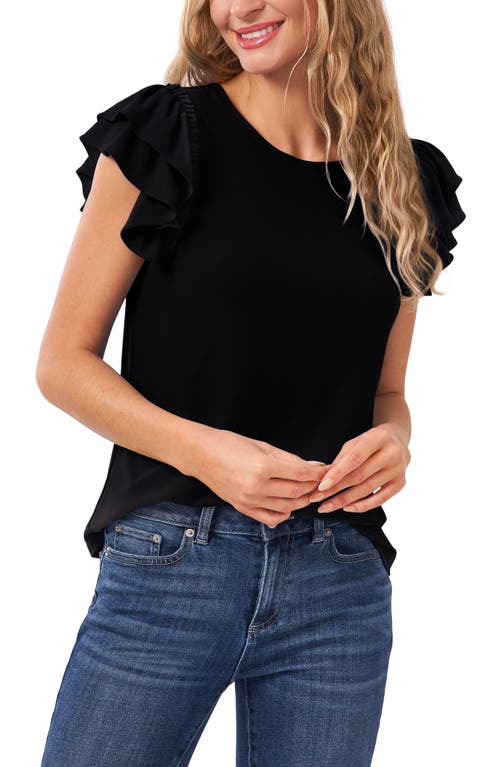 CeCe Women's Ruffled Flutter-Sleeve Short Sleeve Knit Top