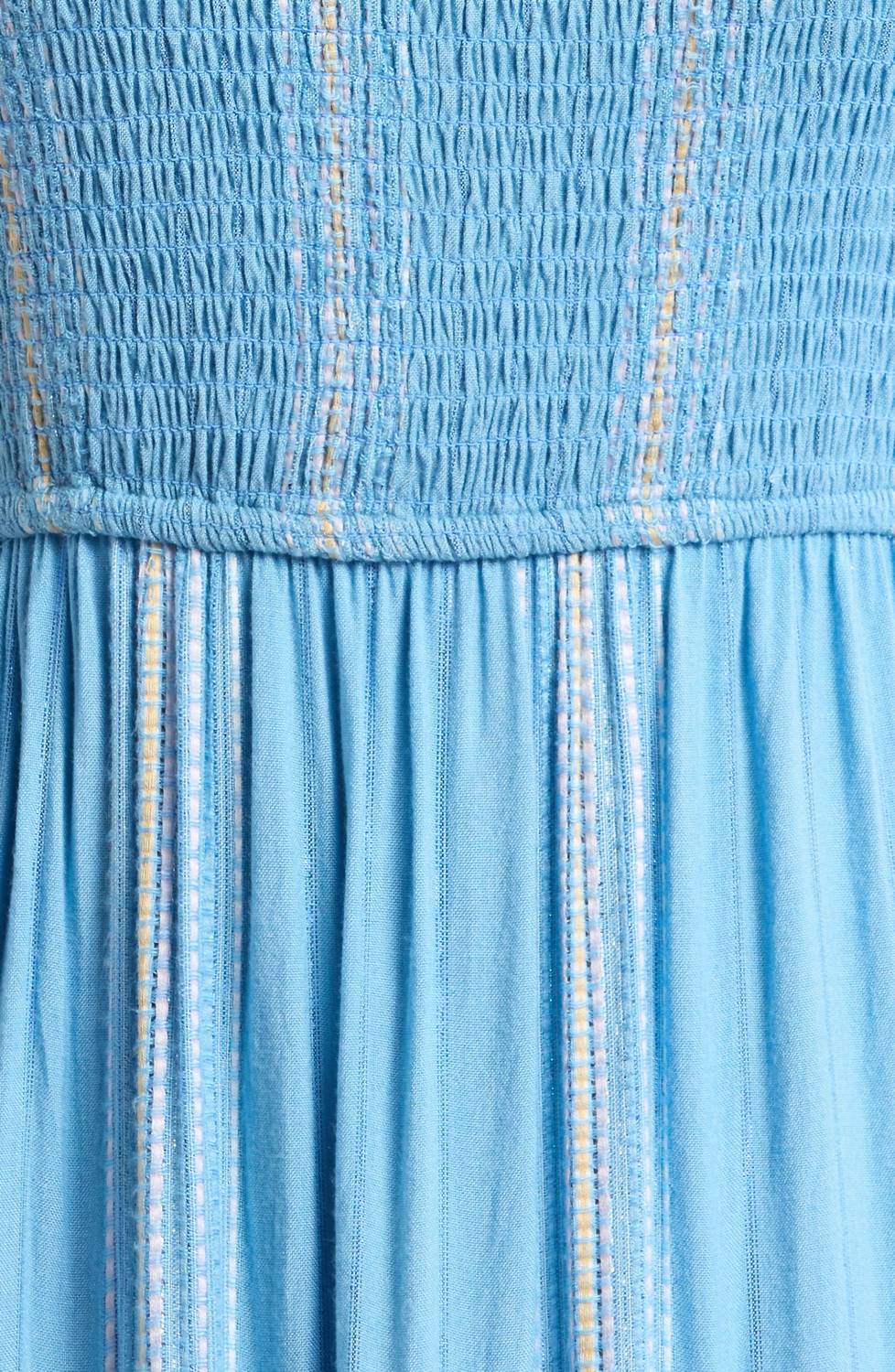 Elan - Embroidered Stripe Tiered Dress