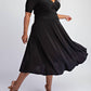 The Curve La - Plus Size Knit Surplice Midi Dress With Full Skirt