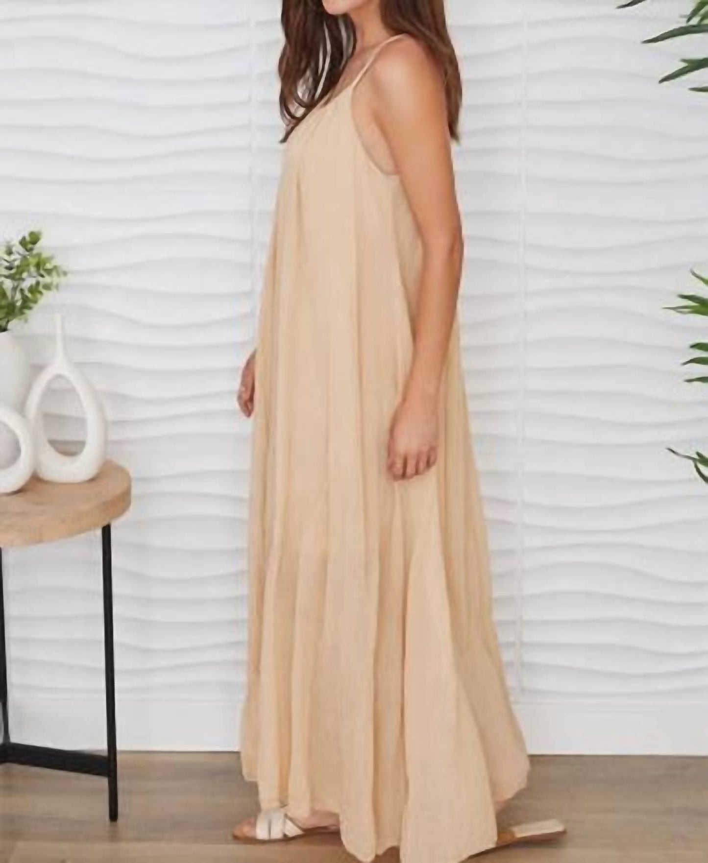 Milio Milano - Spaghetti Strap Textured Gauze Maxi Dress