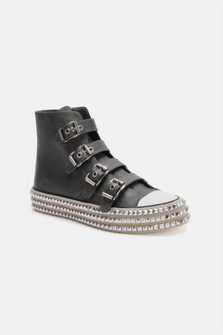 Trendsi - Women's Multi-buckle Straps Studded Sneakers