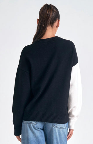 Elan - "love" Color Block Sweater