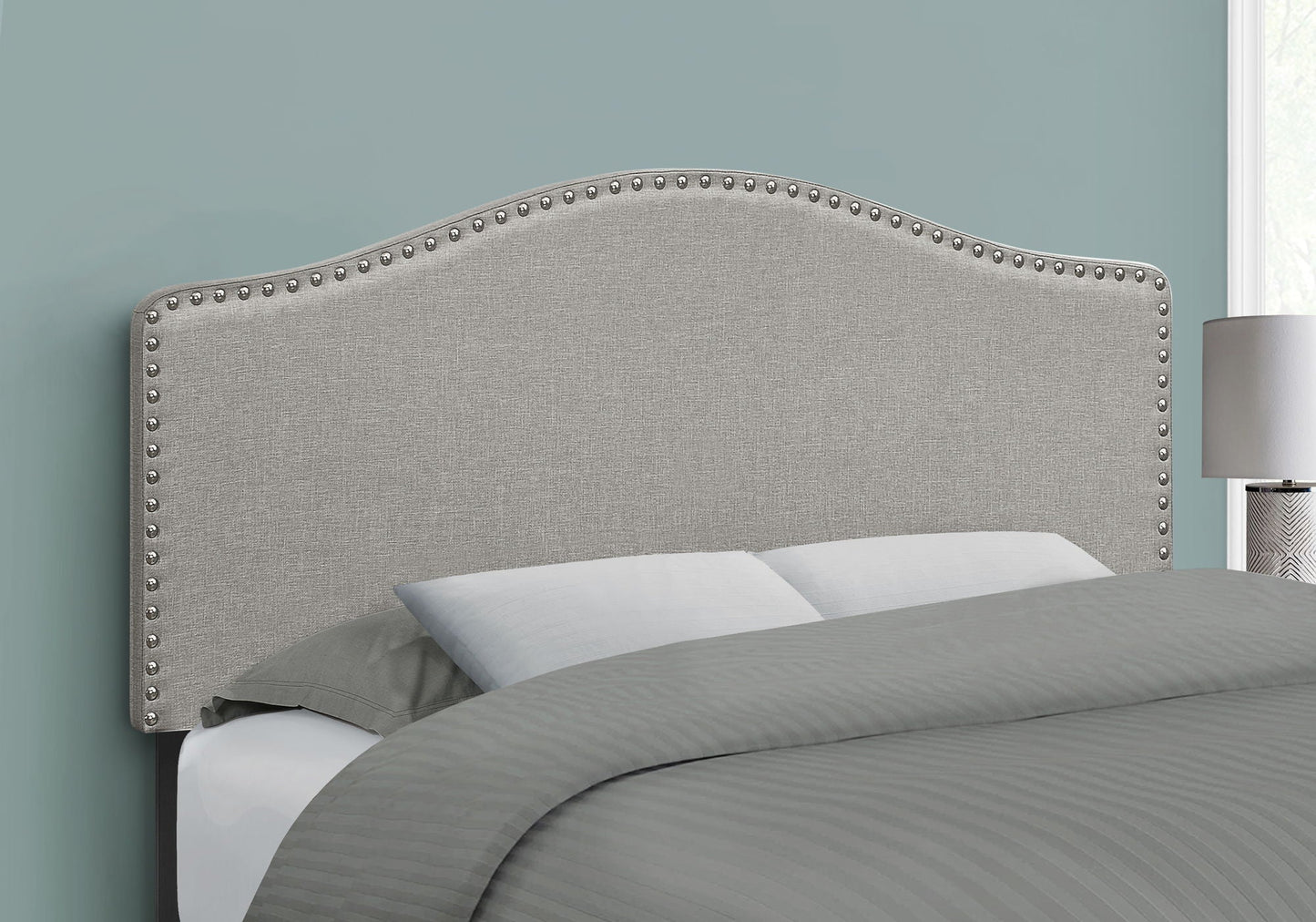 Full Size Upholstered Bed Headboard - Gray Transitional Style