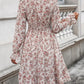 Ruffle Hem Floral Surplice Long Sleeve Dress