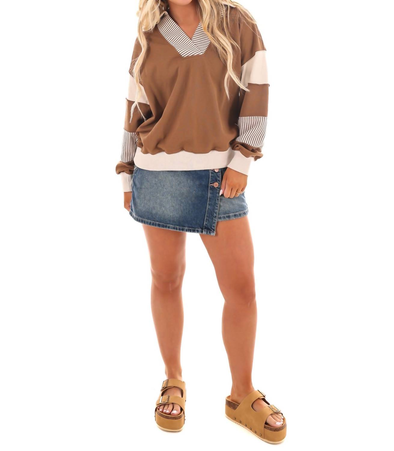 She + Sky - Girl on the Go Colorblock Sweatshirt