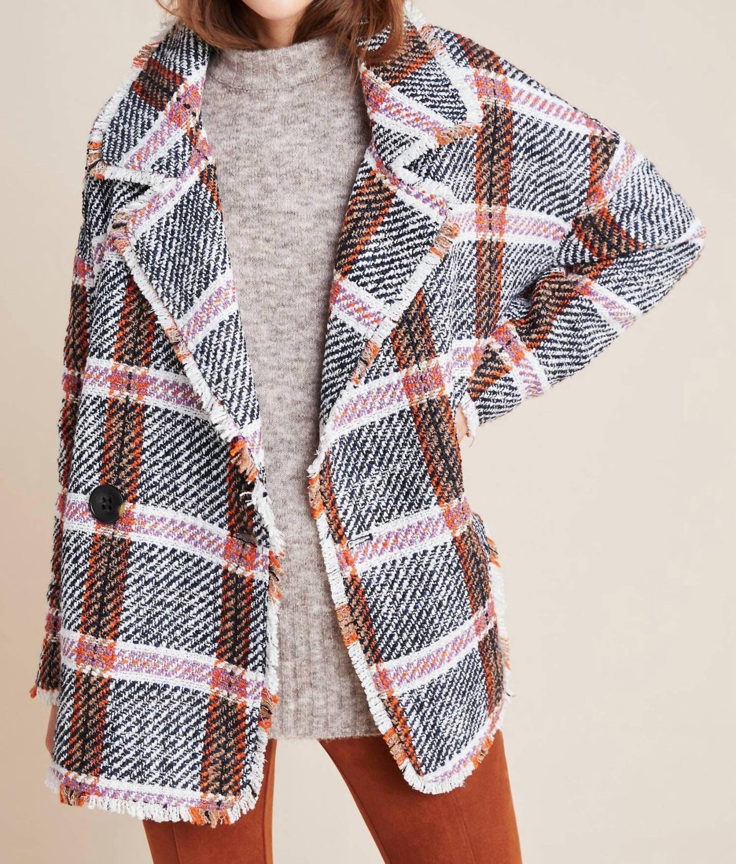 Eva Franco - Carrie Double Breasted Plaid Tweed Coat