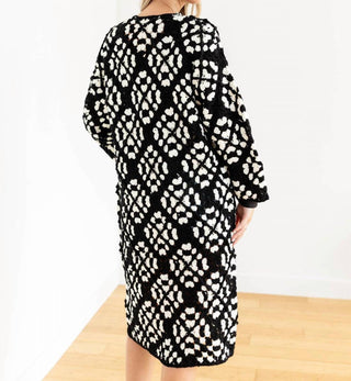 Elan - Color Detailed Long Crochet Cardigan