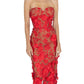 Akalia - Anni Floral Embroidered Strapless Midi Dress