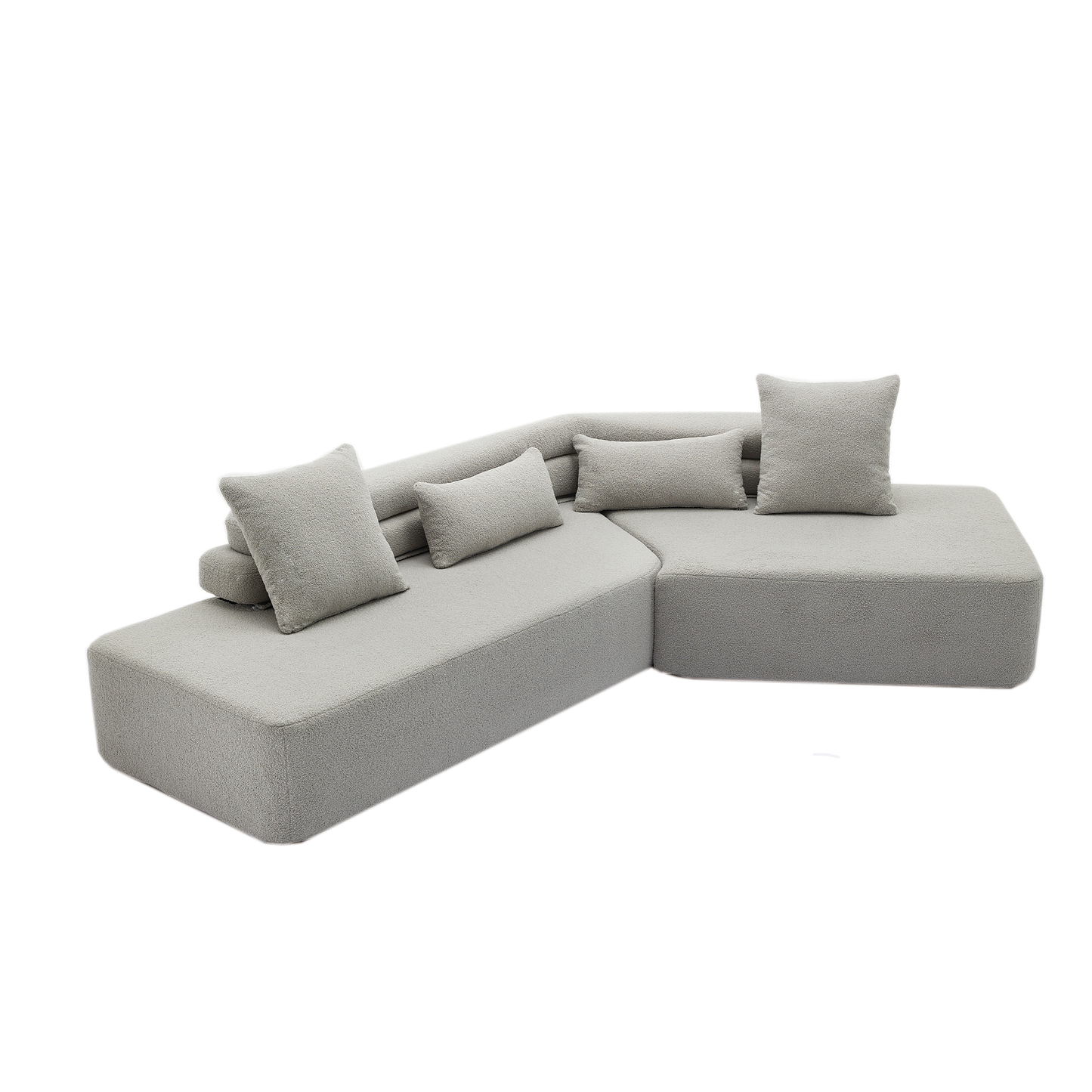 Minimalist Cloud Sectional Couch - 4-Seater in Light Gray