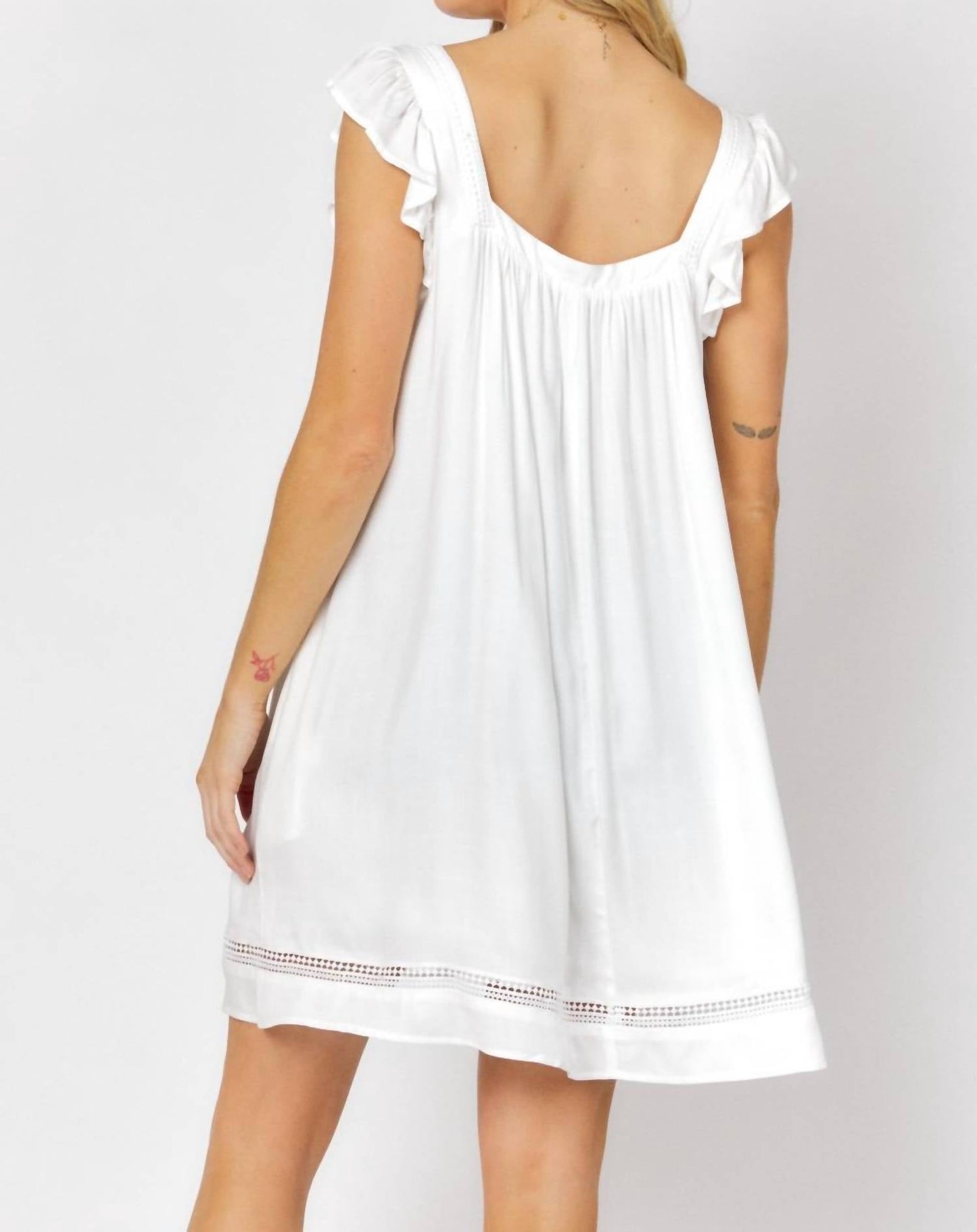 Davi & Dani - Embroidered Square Neck Mini Dress
