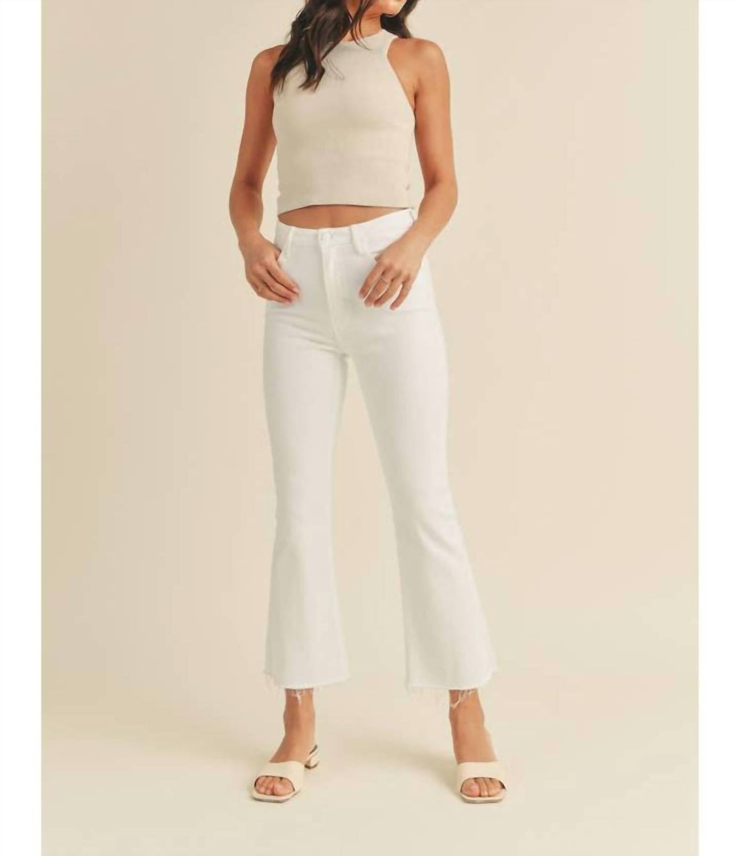 Just Black Denim - High Rise Tonal Crop Flare Short Jeans