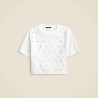 J.Crew - Relaxed Lattice-embellished Cropped T-shirt
