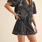 &Merci - Floral Embroidery Lace Trom Top And Shorts Set