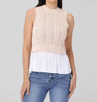 525 America - Camilia Mixed Media Cable Tank