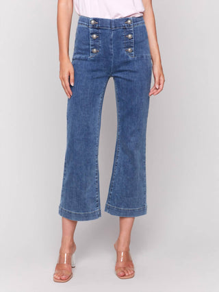 Charlie B - Cropped Pull-on Flare Jeans