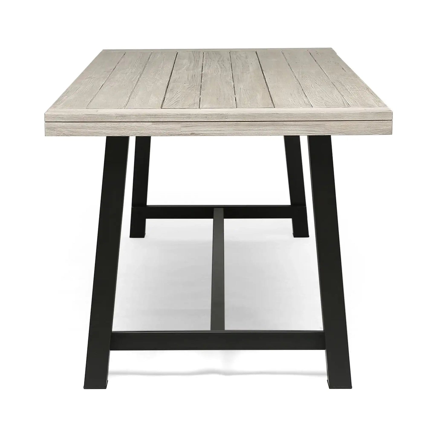 Equilibrium Outdoor Dining Table With Wooden Frame And Slat Top