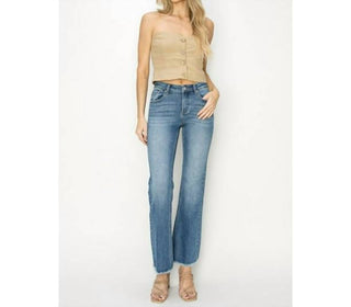 Risen - Mid Rise Fray Hem Bootcut Jeans