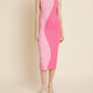 Aureum - Two-tone Smocked Midi Dress