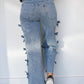 Entro - Bow Detail Wide Leg Jeans