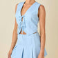 Baby Pink - Women's Front Tie Top And Skort Set