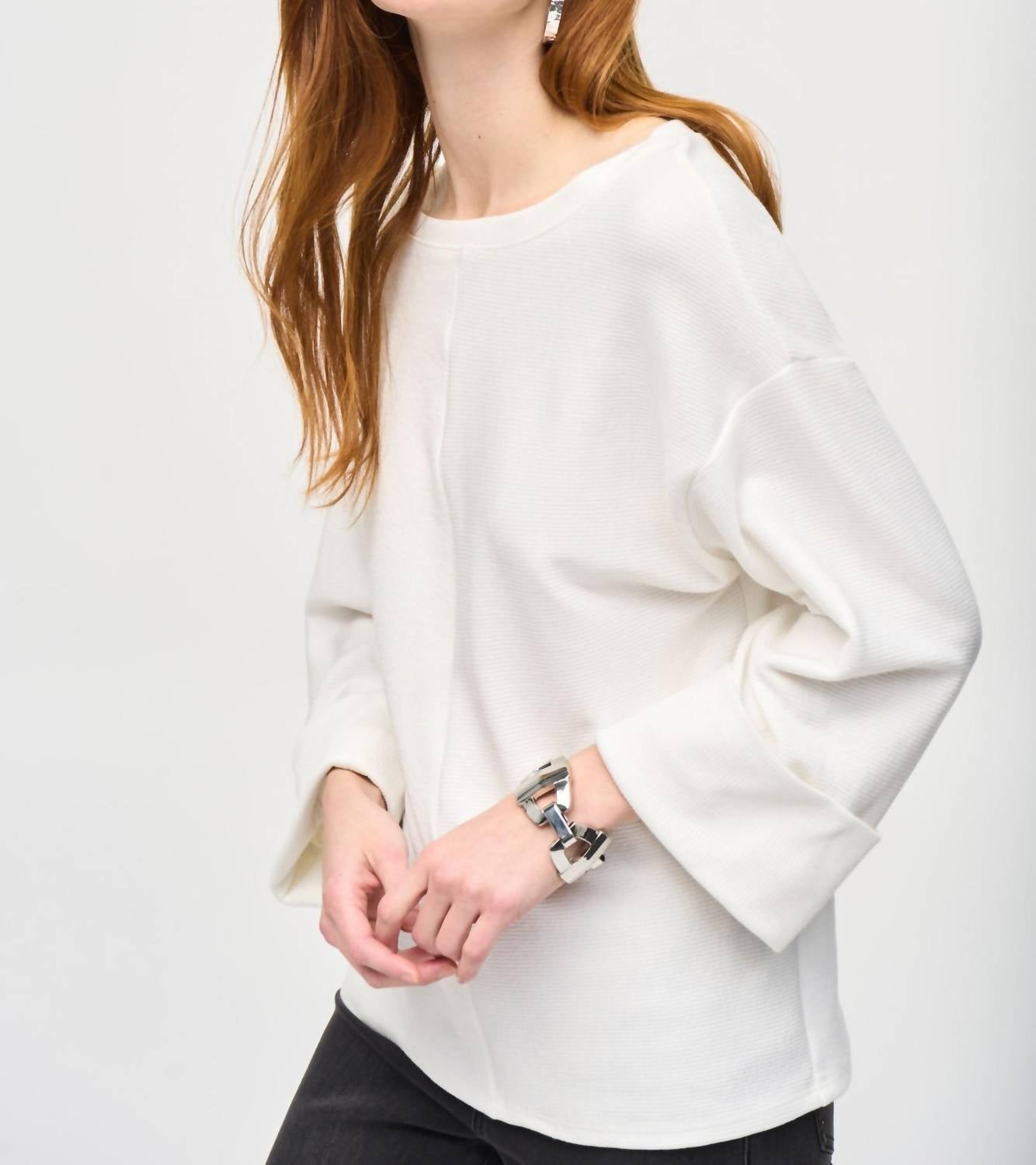 Joseph Ribkoff - Boat Neck Oversized Knit Top