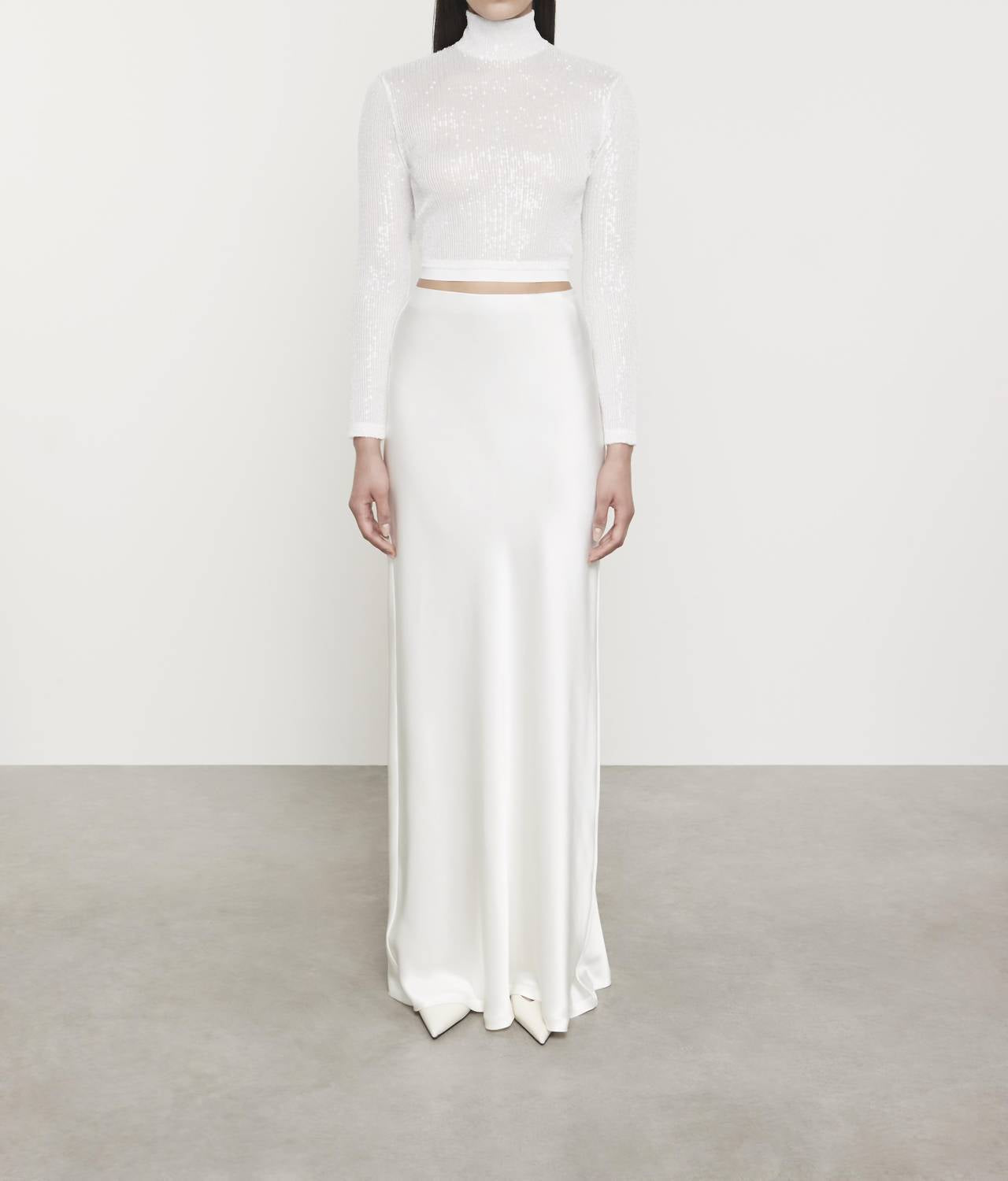 Enza Costa - SEQUIN CROPPED LONG SLEEVES MOCK NECK