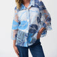 Joseph Ribkoff - Leaf Print Sheer Quarter Sleeve Jacket