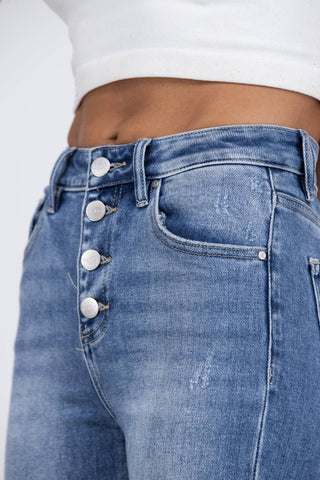 Risen - Misunderstood High-Rise Button Down Bootcut Denim Jeans