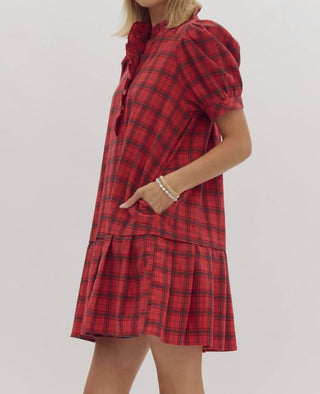 Entro - Plaid Buttoned Mini Dress