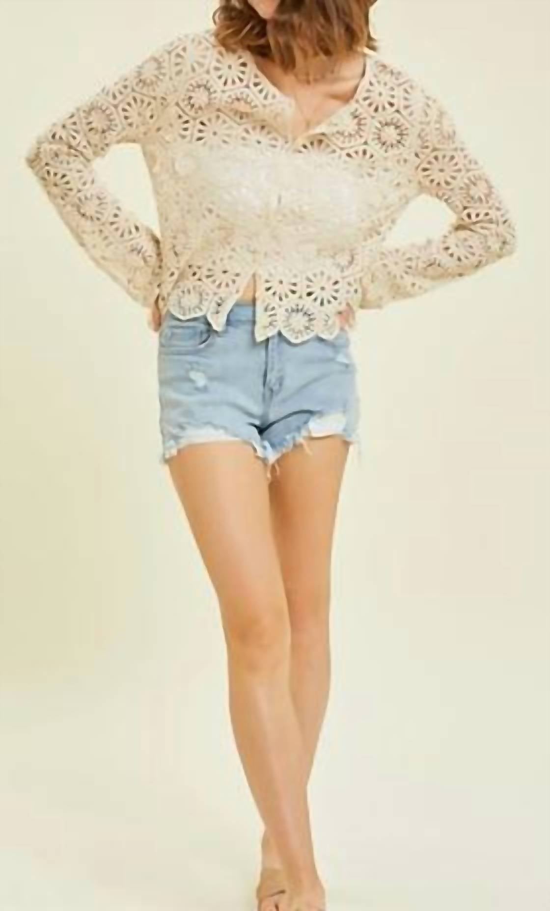Heyson - Charlotte Crochet Lace Crop Cardigan