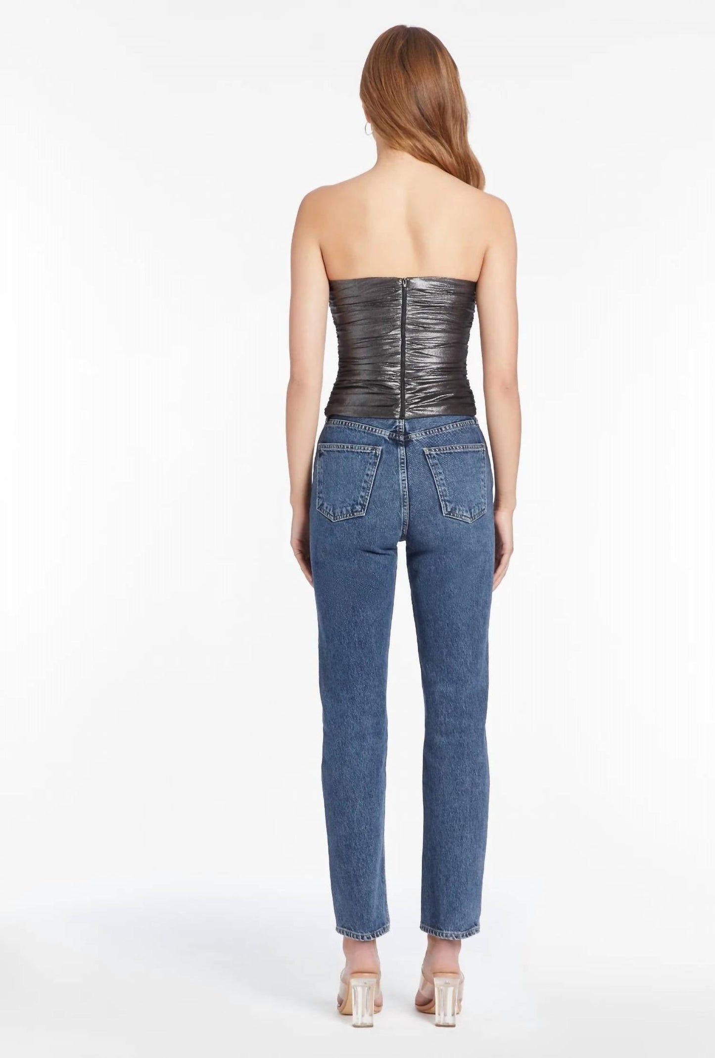 Amanda Uprichard - Tenley Metallic Strapless Rosette Top