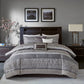 7 Piece Jacquard Comforter Set Grey Taupe King