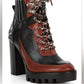 Antonio Melani - Women's Penn Leather And Fabric Lug Solebooties Block Heel
