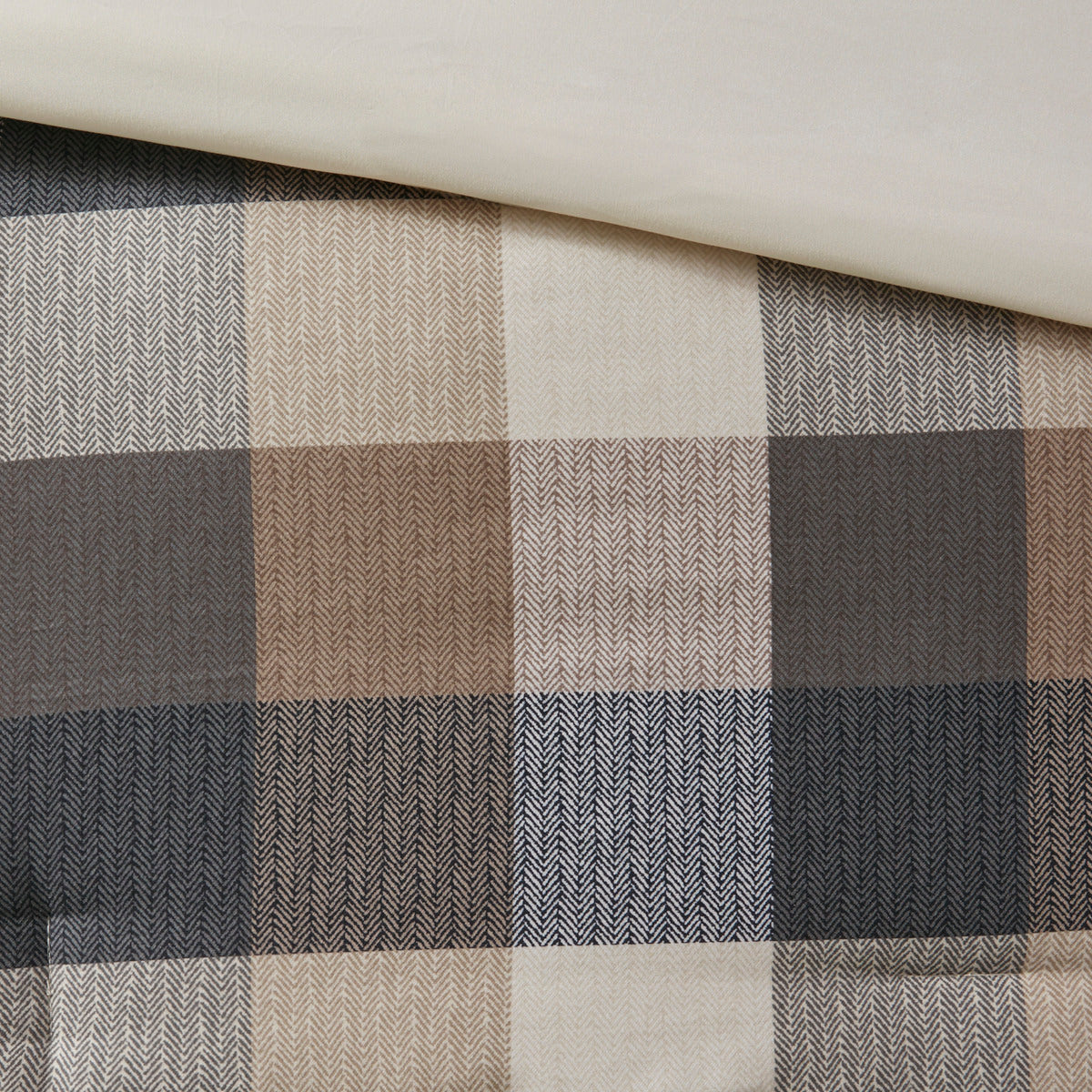 7 Piece Herringbone Comforter Set Neutral King