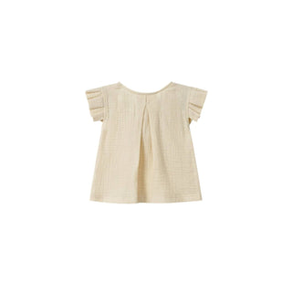 Omamimini - Gauze top with box pleated sleeve
