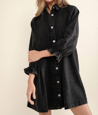 Hidden - Washed Denim Shirt Dress