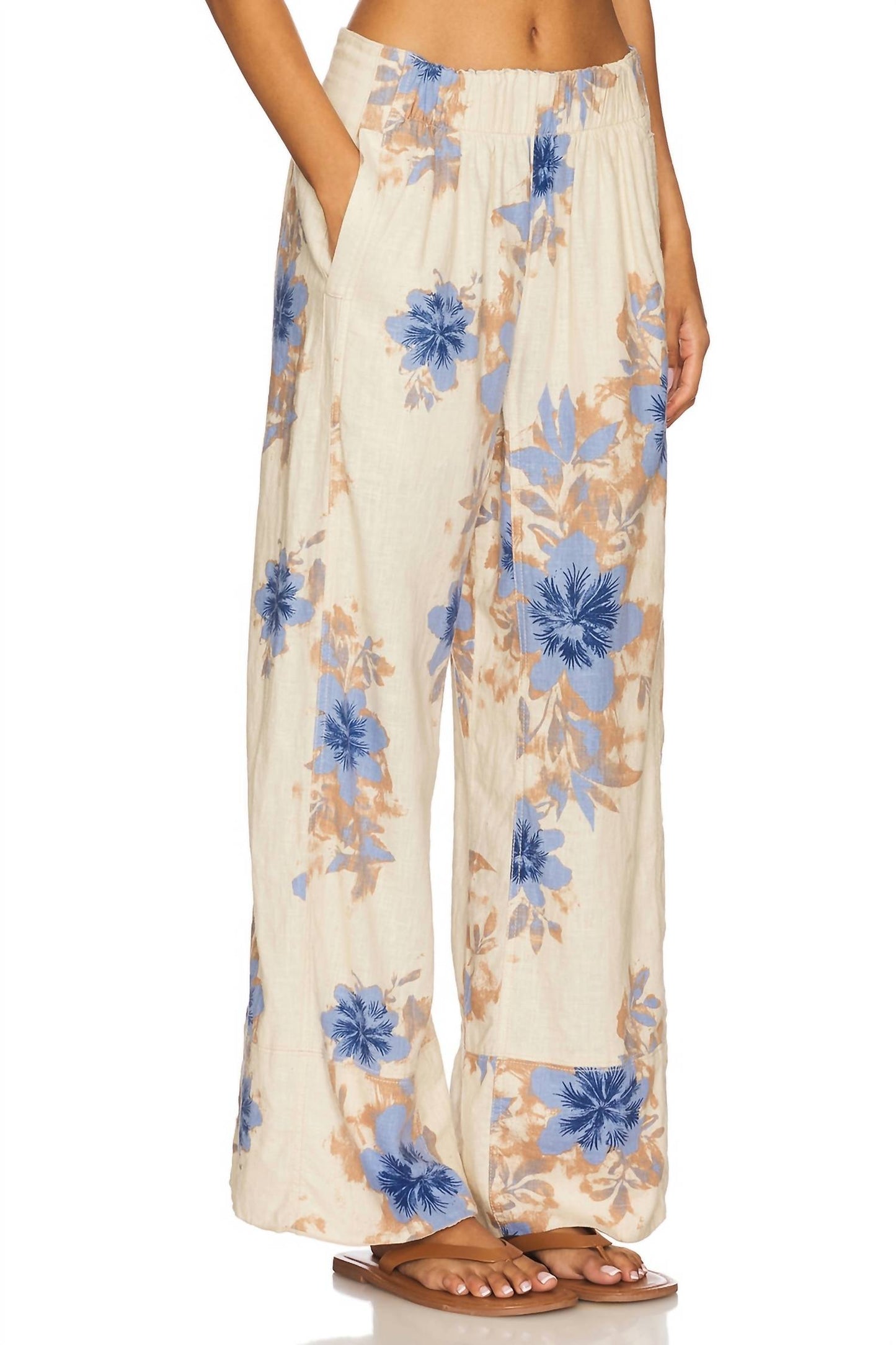 Free People - Day's End Linen Printed Pull-on Pants
