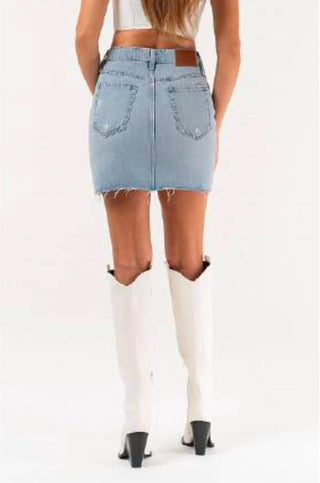 Hidden - Grinded Denim Mini Skirt