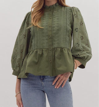 Entro - Eyelet Sleeve Top