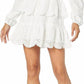 Steve Madden - Longsleeve V-neck Eyelet Tiered Dress