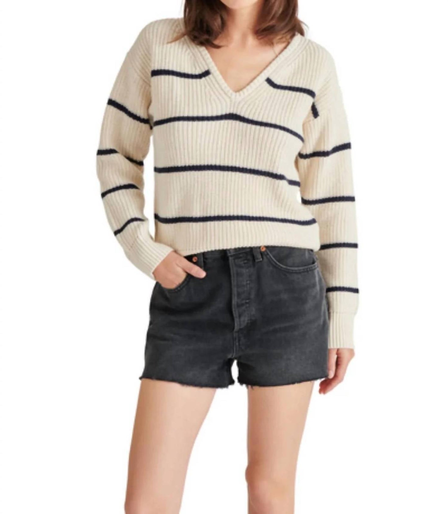 Steve Madden - Kaitlyn Long Sleeve Striped Sweater
