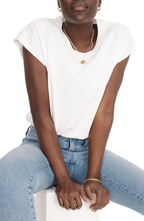 Madewell Banded Muscle Tee in Eyelet White, Size Medium