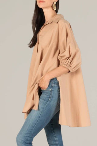 P.Cill - Poplin Puff Sleeve Button Down Tunic