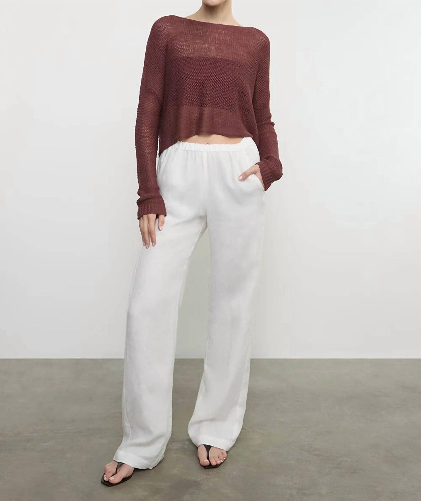 Enza Costa - Linen Open Knit Bateau Sweater